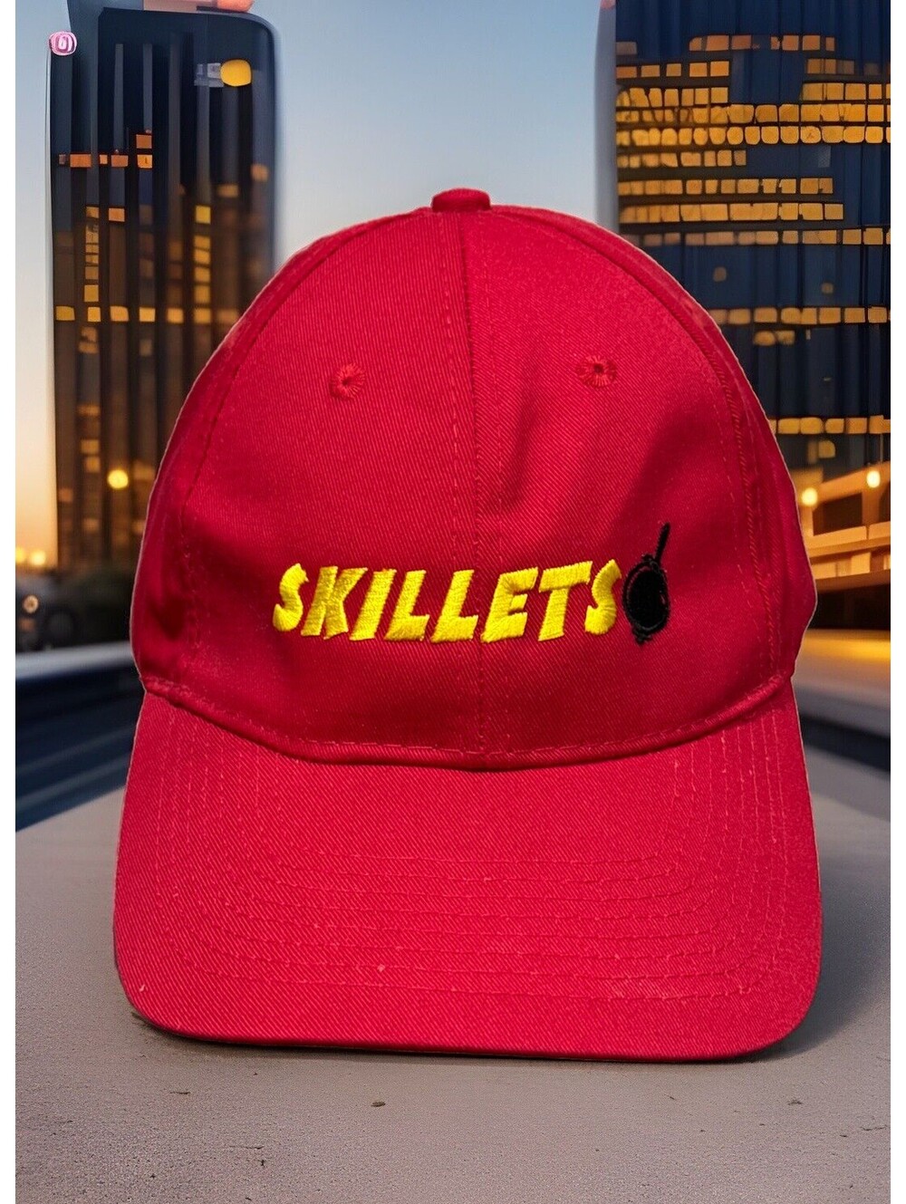 Skillets Cast Iron Meat Skillet Breakfast Lunch Red Baseball Cap